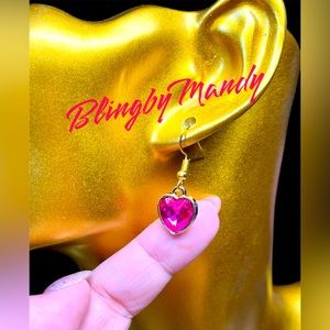Pretty pink heart dangle earrings
